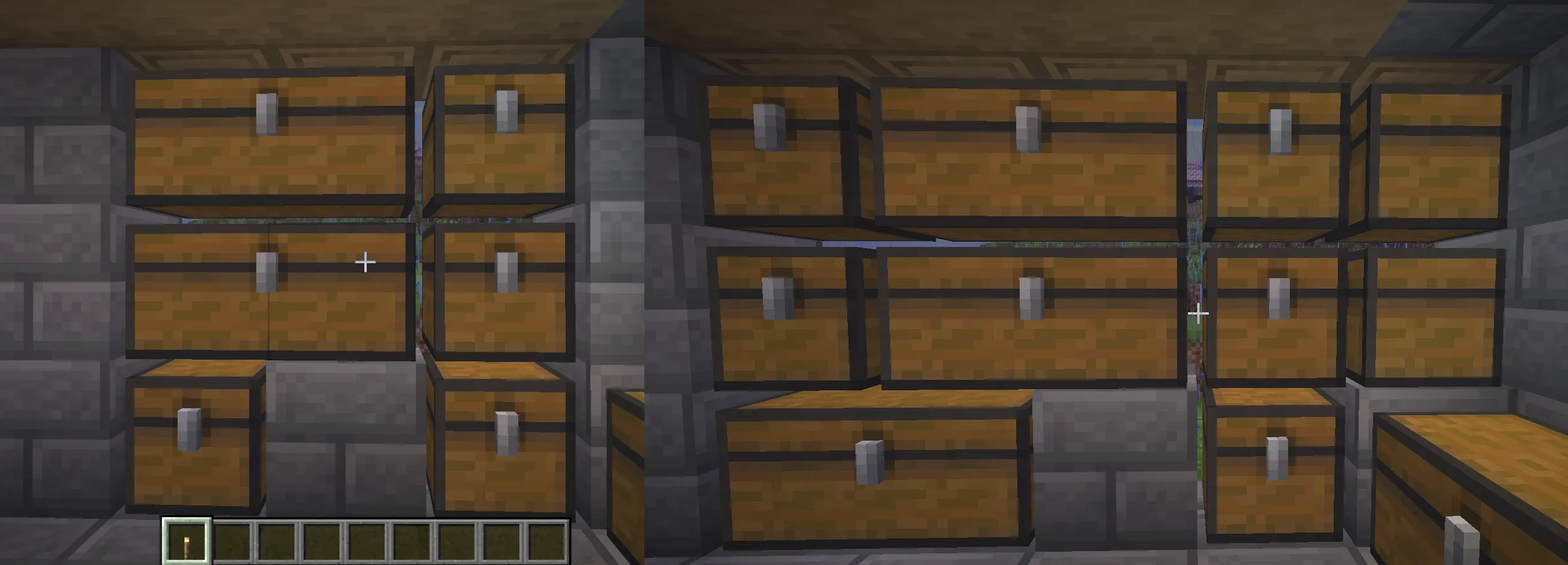 Minecraft storage room designed with space for future expansion