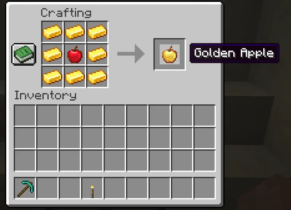 Golden Apple crafting recipe in Minecraft