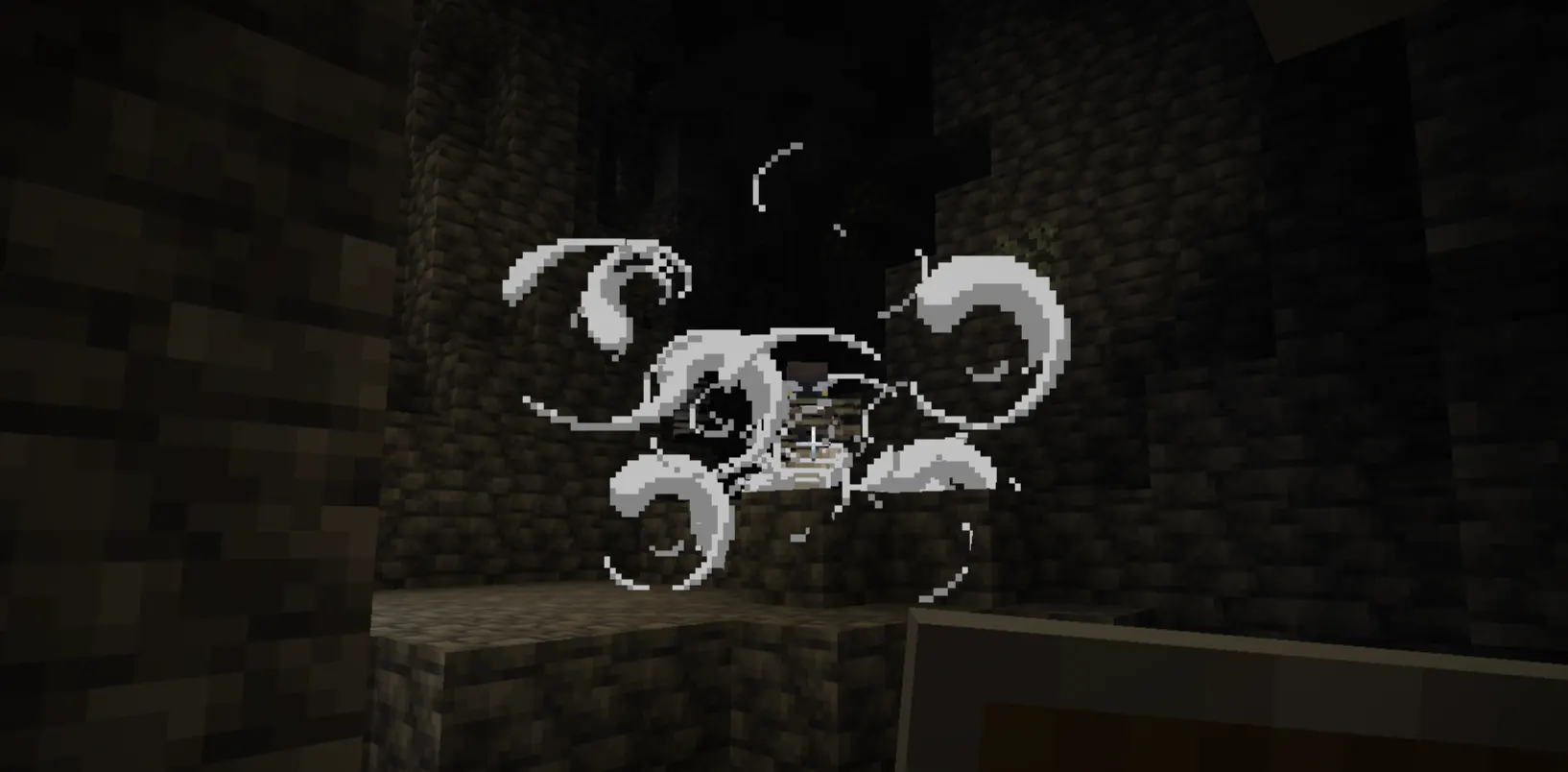 Wind Charge explosion demonstrating knockback in Minecraft