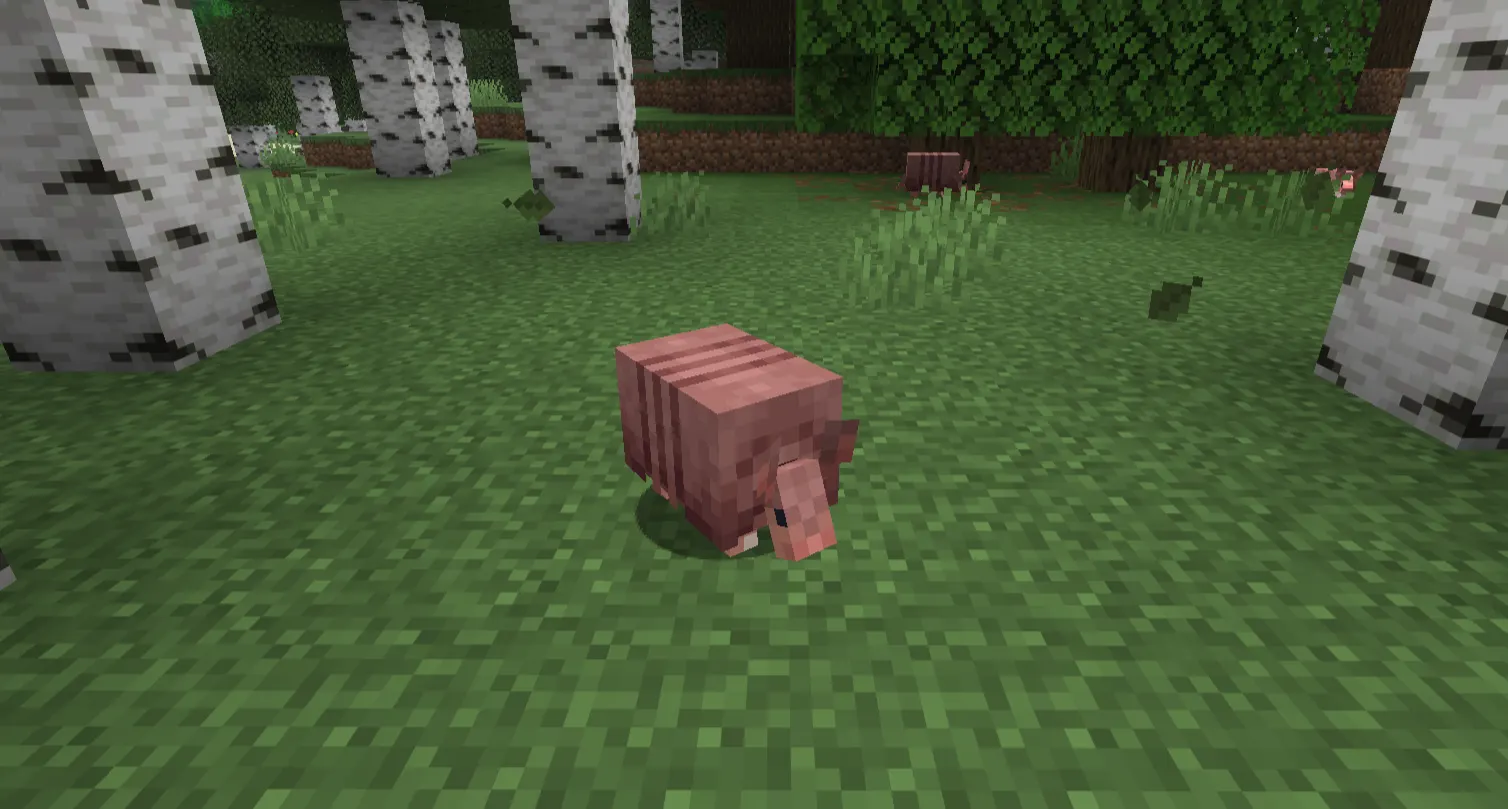 Armadillo spawning in a Savanna biome in Minecraft