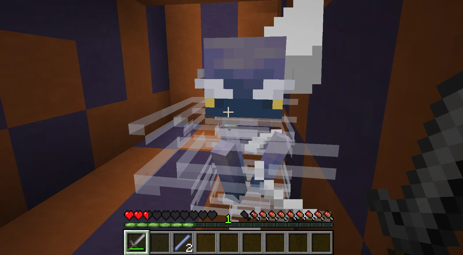 Minecraft Mace weapon in Minecraft 1.26 held by the player inside a Trial Chamber 