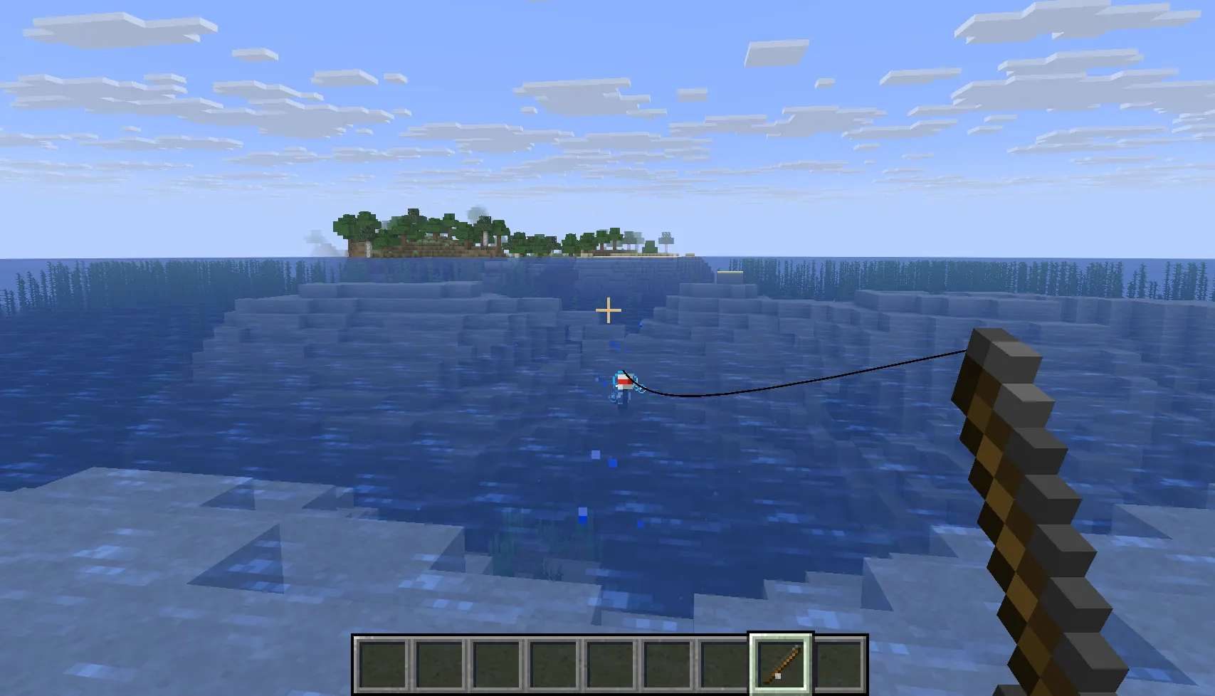 Early game fishing for food in Minecraft