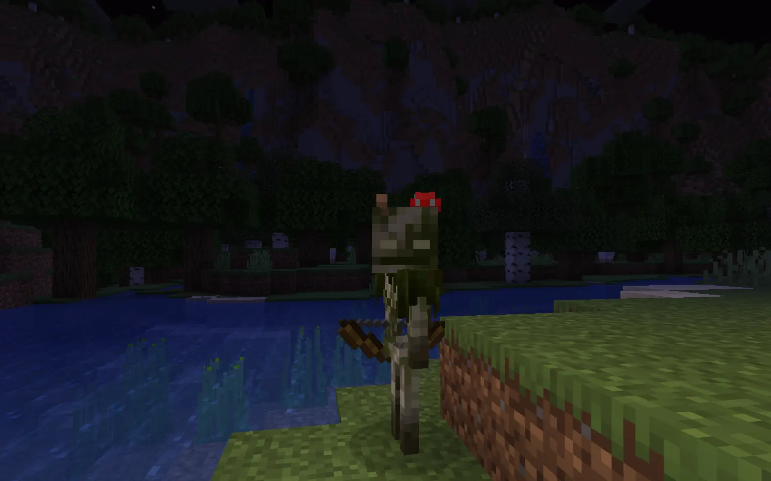 Player blocking a Bogged poison arrow using a shield