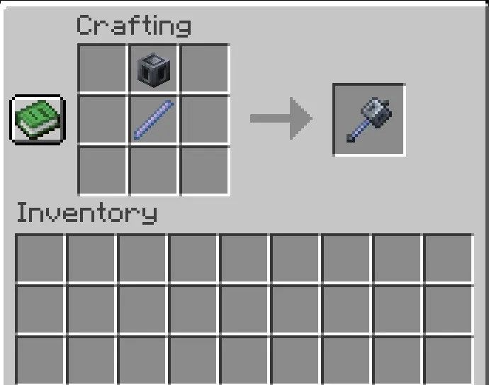 Crafting recipe for the Minecraft Mace using Heavy Core and Breeze Rod 