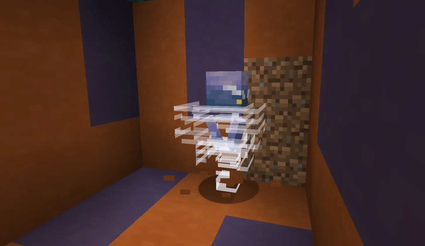 Minecraft player fighting a Breeze inside a Trial Chamber