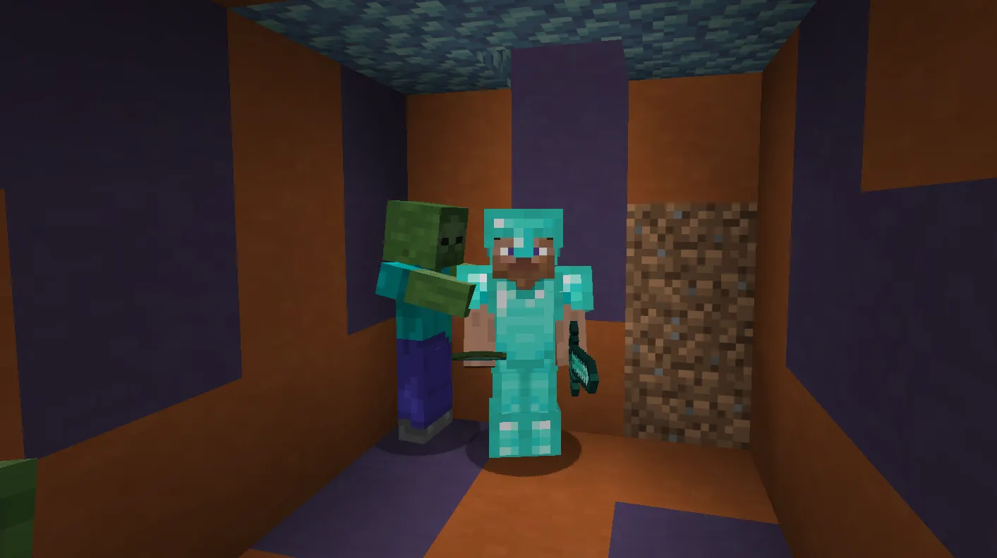 Breeze and hostile mobs attacking a player inside a Minecraft Trial Chamber
