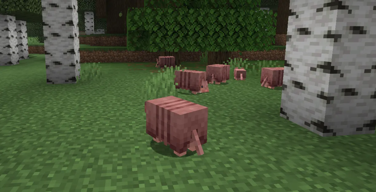 Minecraft Armadillo rolled into a ball while defending itself
