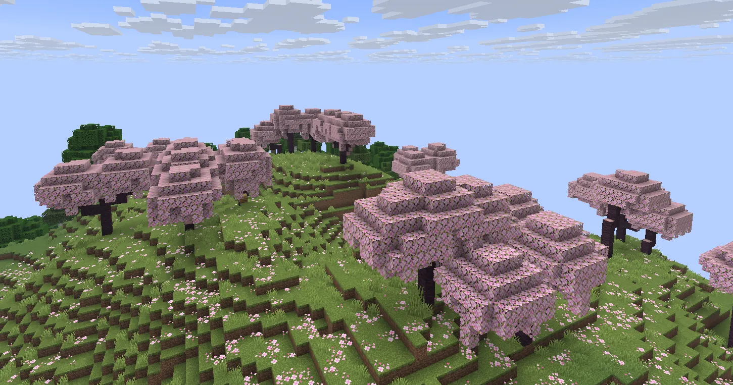 Circular Cherry Grove valley in Minecraft Java seed