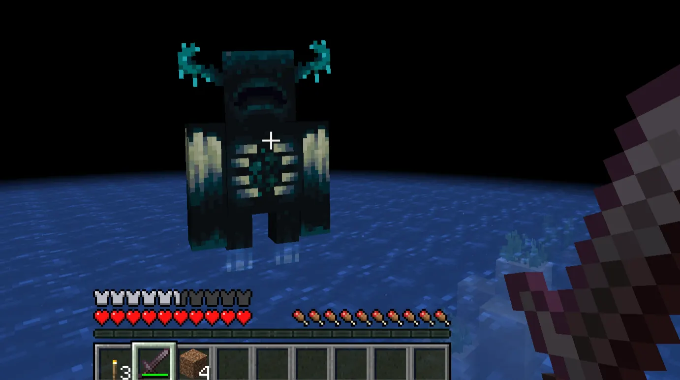  Warden emerging while a player tries to survive in an Ancient City