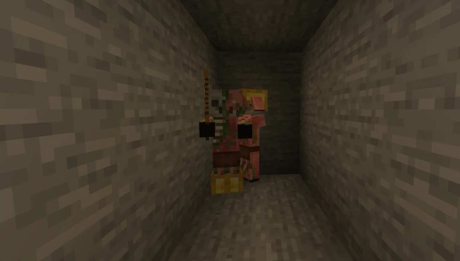 Player giving a gold ingot to a Piglin in Minecraft