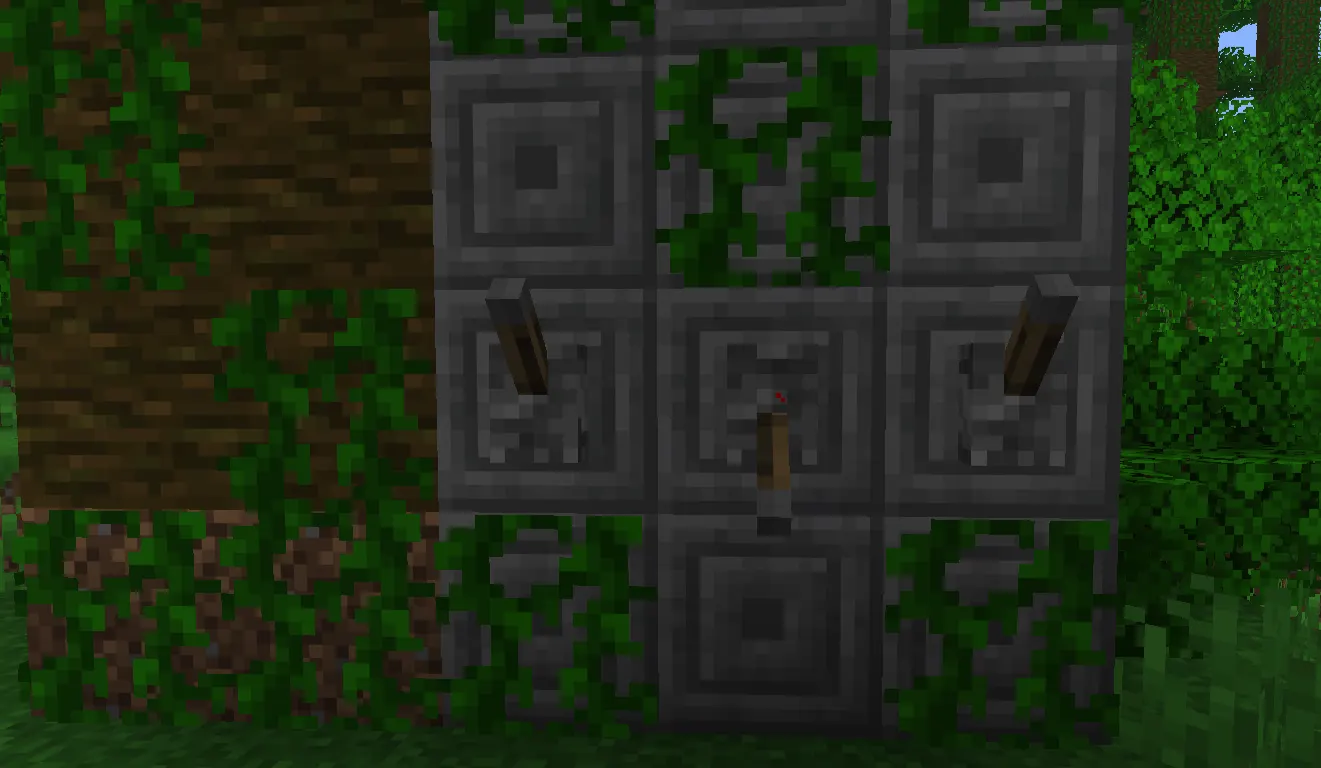  Three-lever puzzle inside a Minecraft Jungle Temple