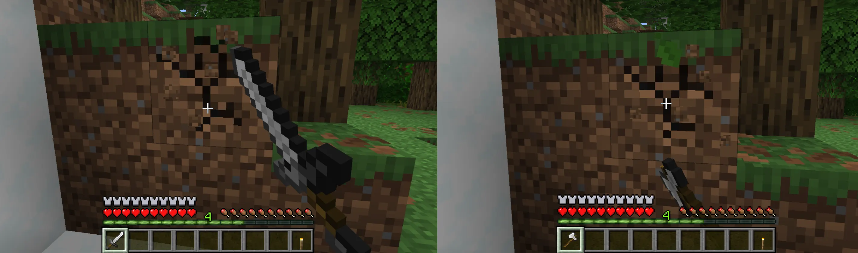 Minecraft sword versus axe attack speed and DPS comparison