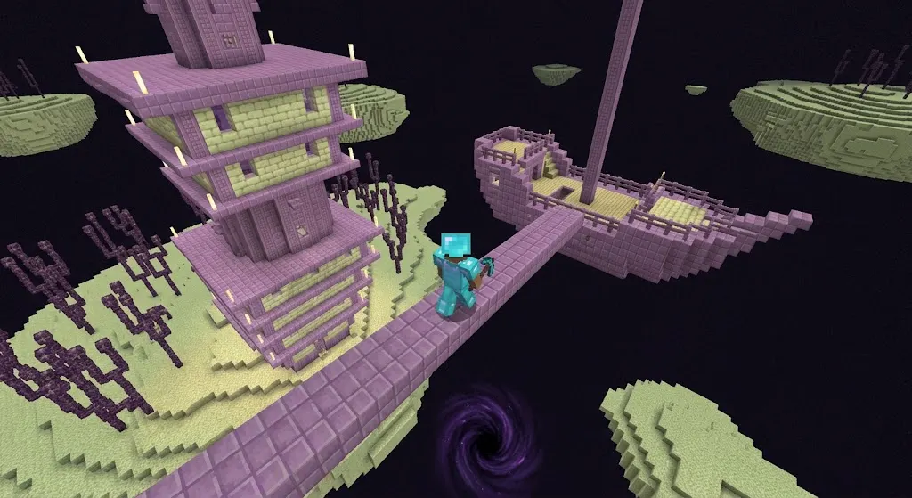  End Ship beside an End City in Minecraft