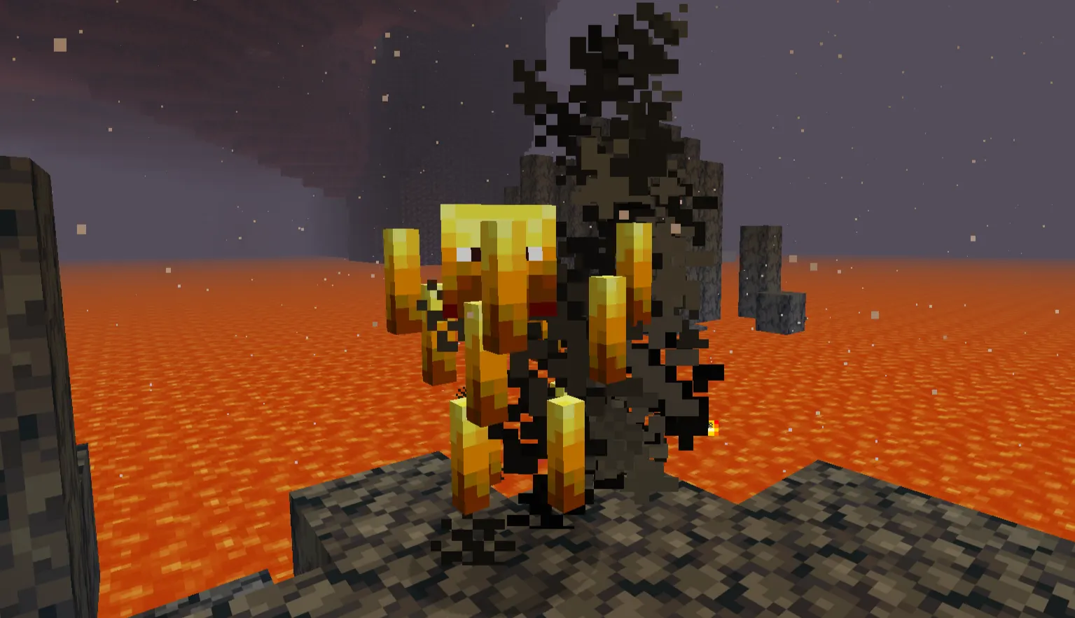 Blaze spawner inside a Nether Fortress in Minecraft