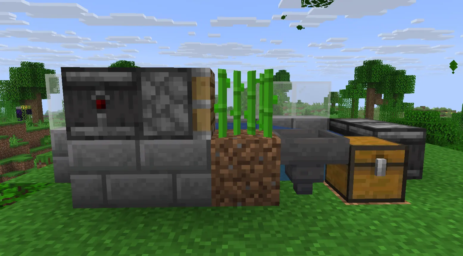  Minecraft sugarcane farm piston and observer mechanism with water channel