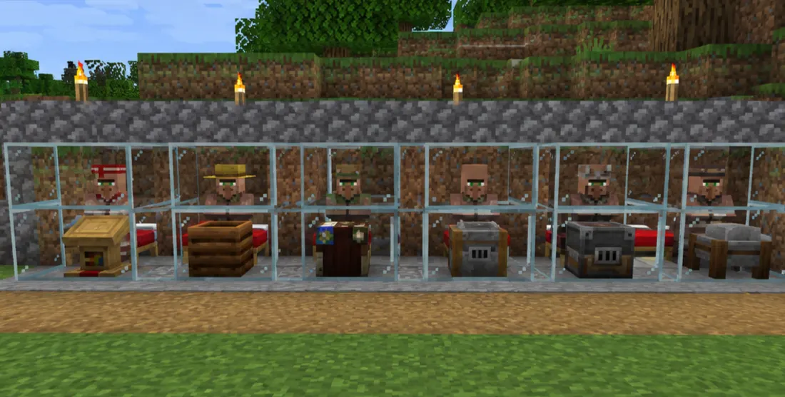  Minecraft villager trading interface showing emeralds and trade offers