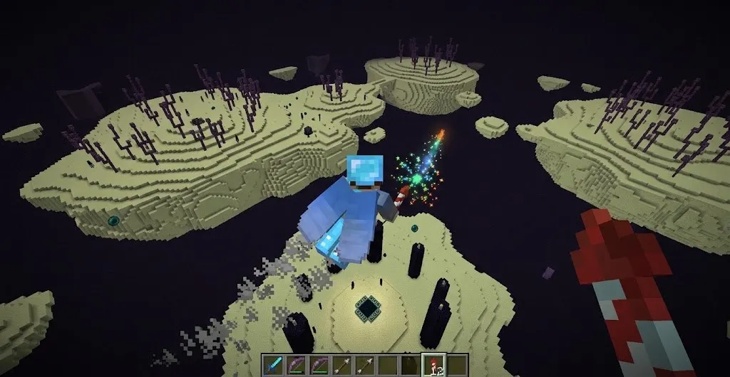  Player fighting a Shucker while exploring an End City in Minecraft