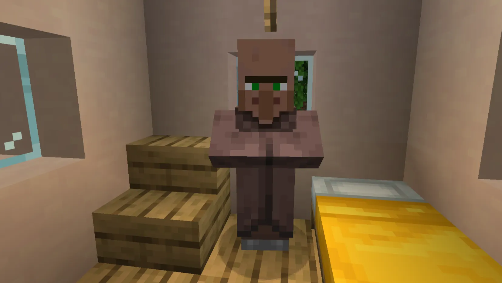  Minecraft Librarian villager offering an enchanted book trade